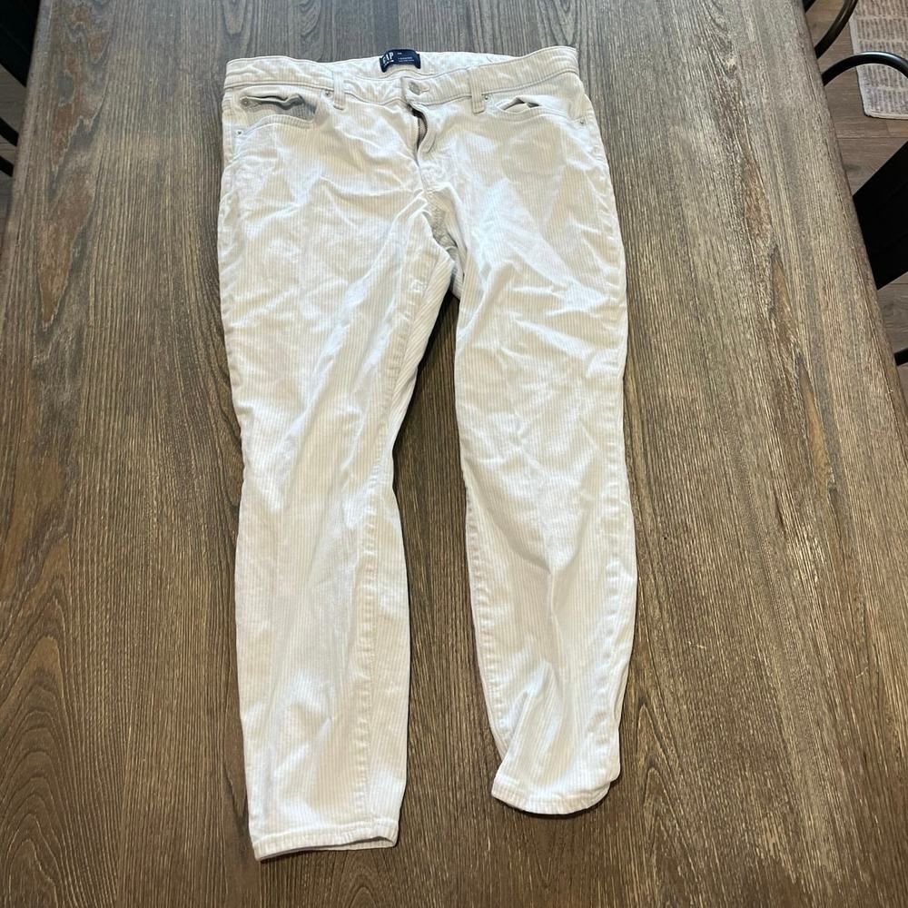 Gap Denim Legging Jeans High Rise Cotton Blend Pinstripe Blue White Size 31R